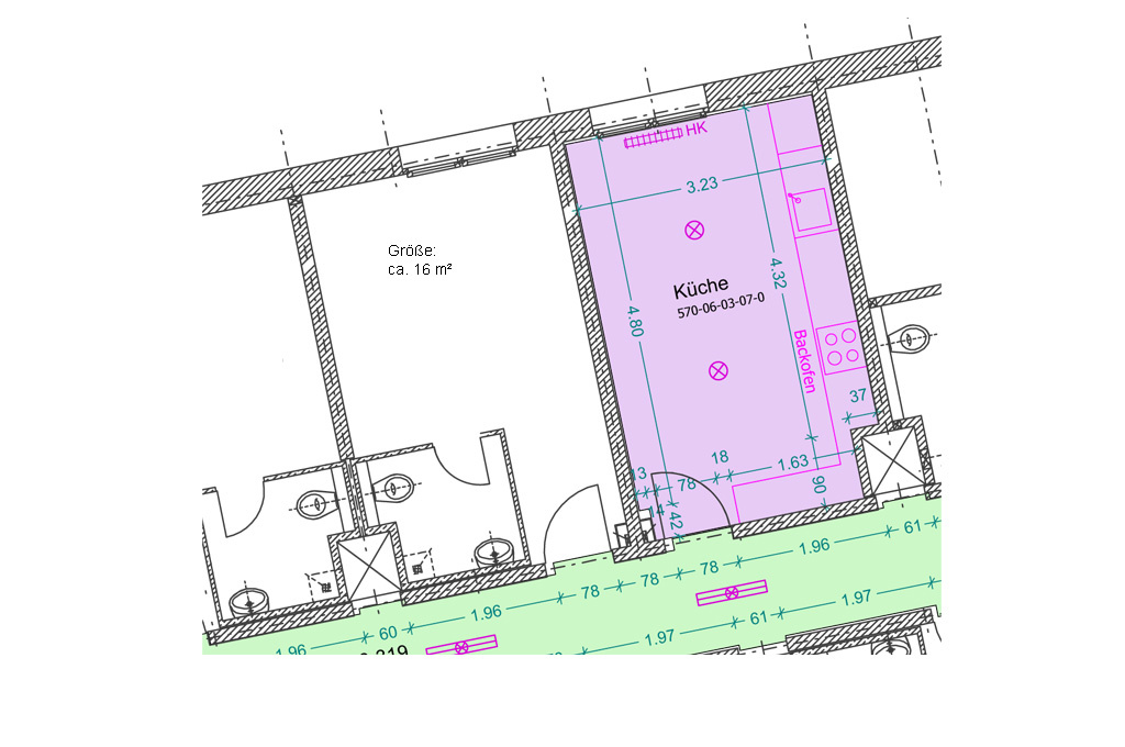 Bsp.: Einzelzimmer in 7er WG, Haus VI