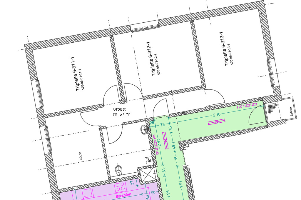 Bsp.: Kleinwohnung/Triplette komplett, Haus VI